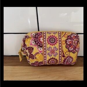 Vera Bradley Quilted Cosmetic Bag Yellow/Pink/Floral Toiletry Pouch Retired Bag